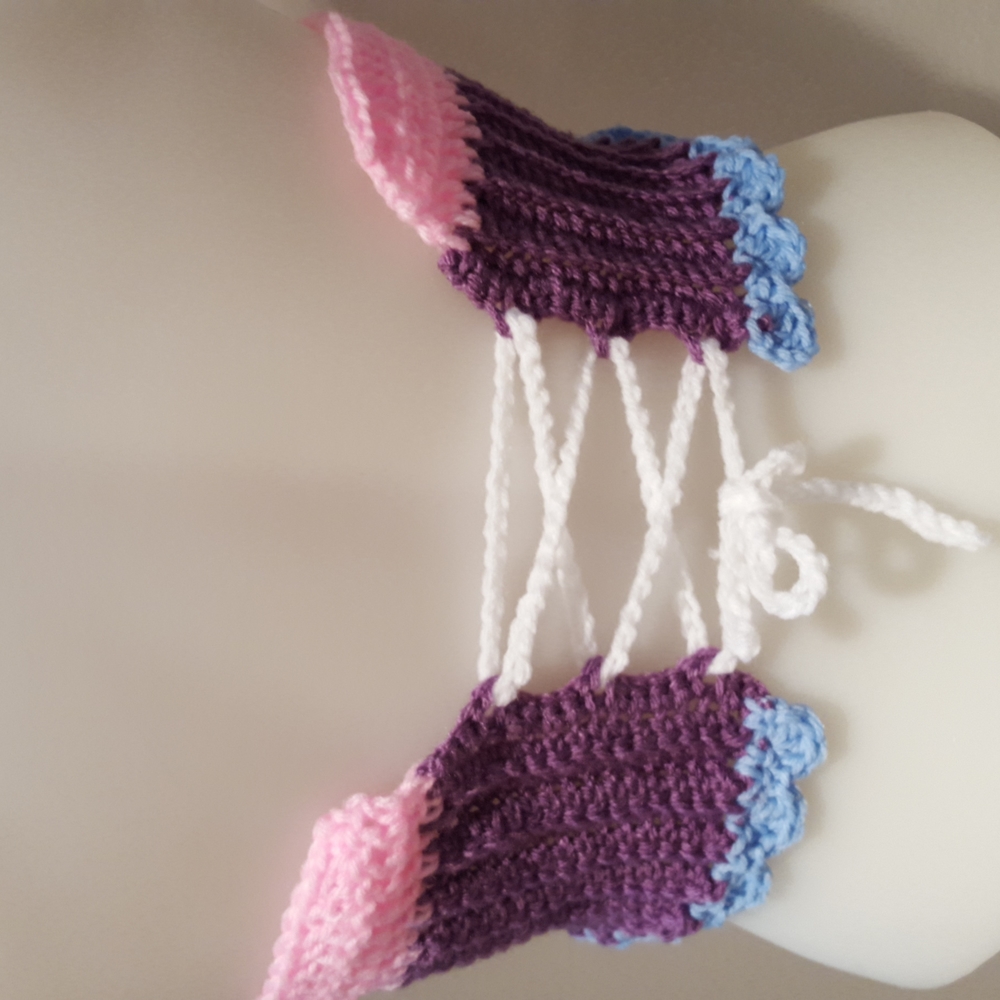 Crop top, corset back, hand crafted crochet by me, NWOT, pink,purple,blue - Picture 3 of 5